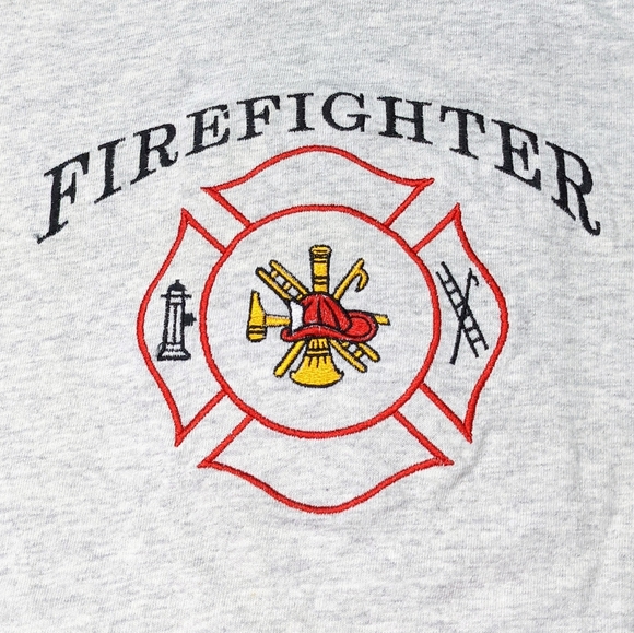 VTG Firefighter Embroidered 80s Single Stitch Lg - Picture 2 of 5